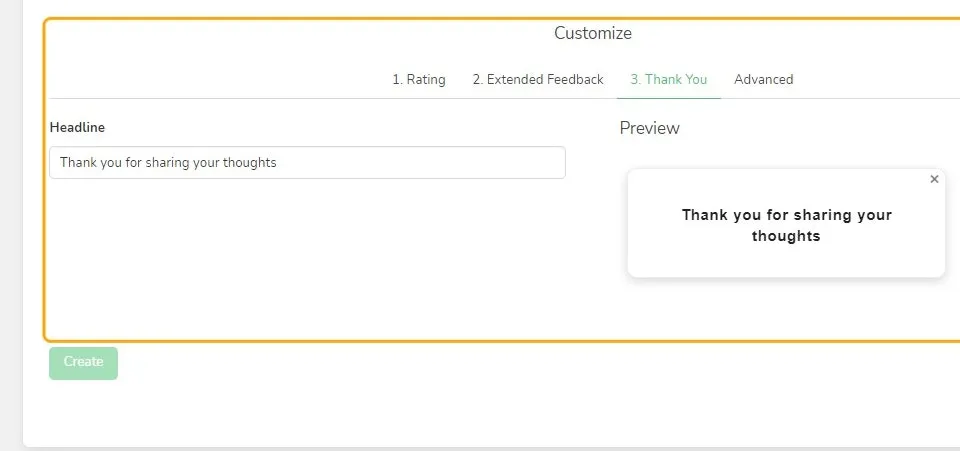 Customize: Thank you tab