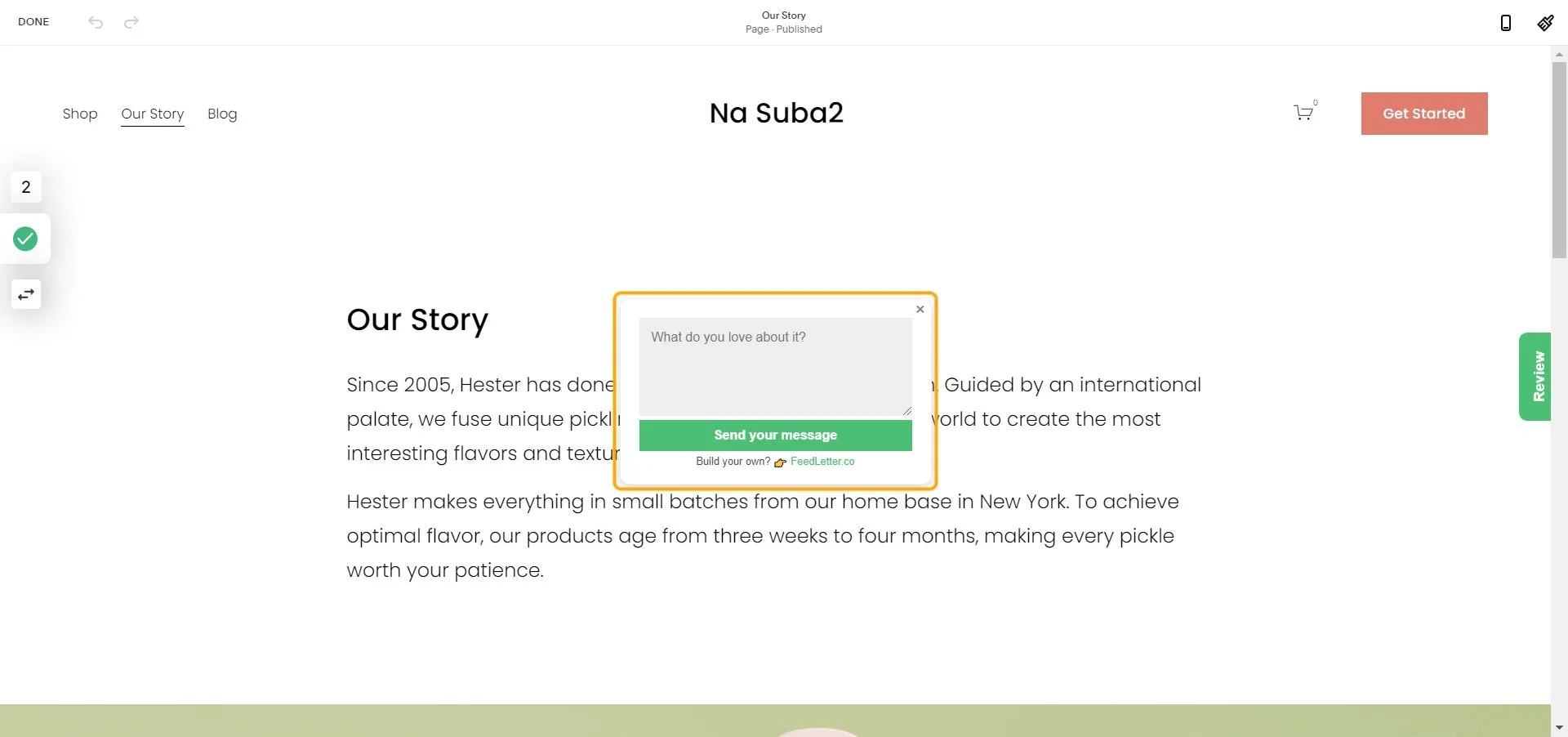 Feedback text box - default text