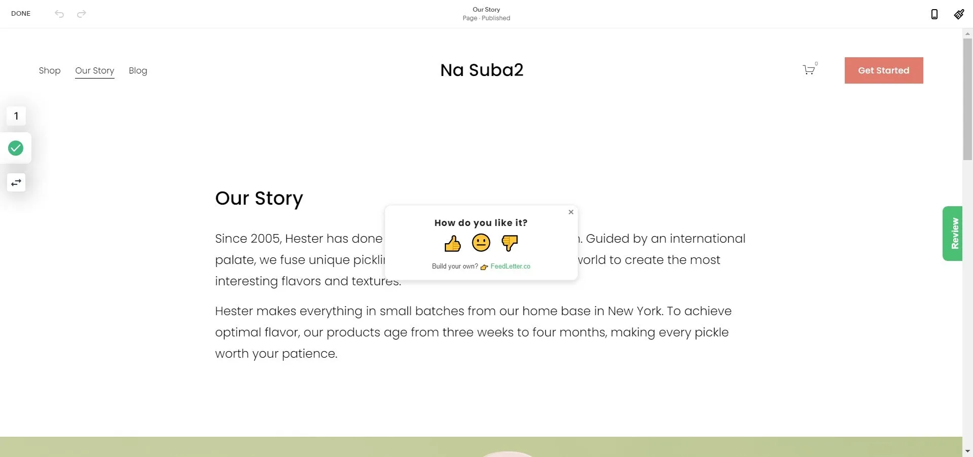 FeedLetter widget - thumb rating selected