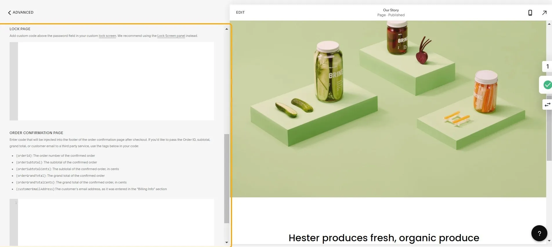 Code Injection - Lock page and Order confirmation page