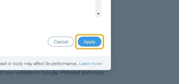 Custom Code: Click on Apply