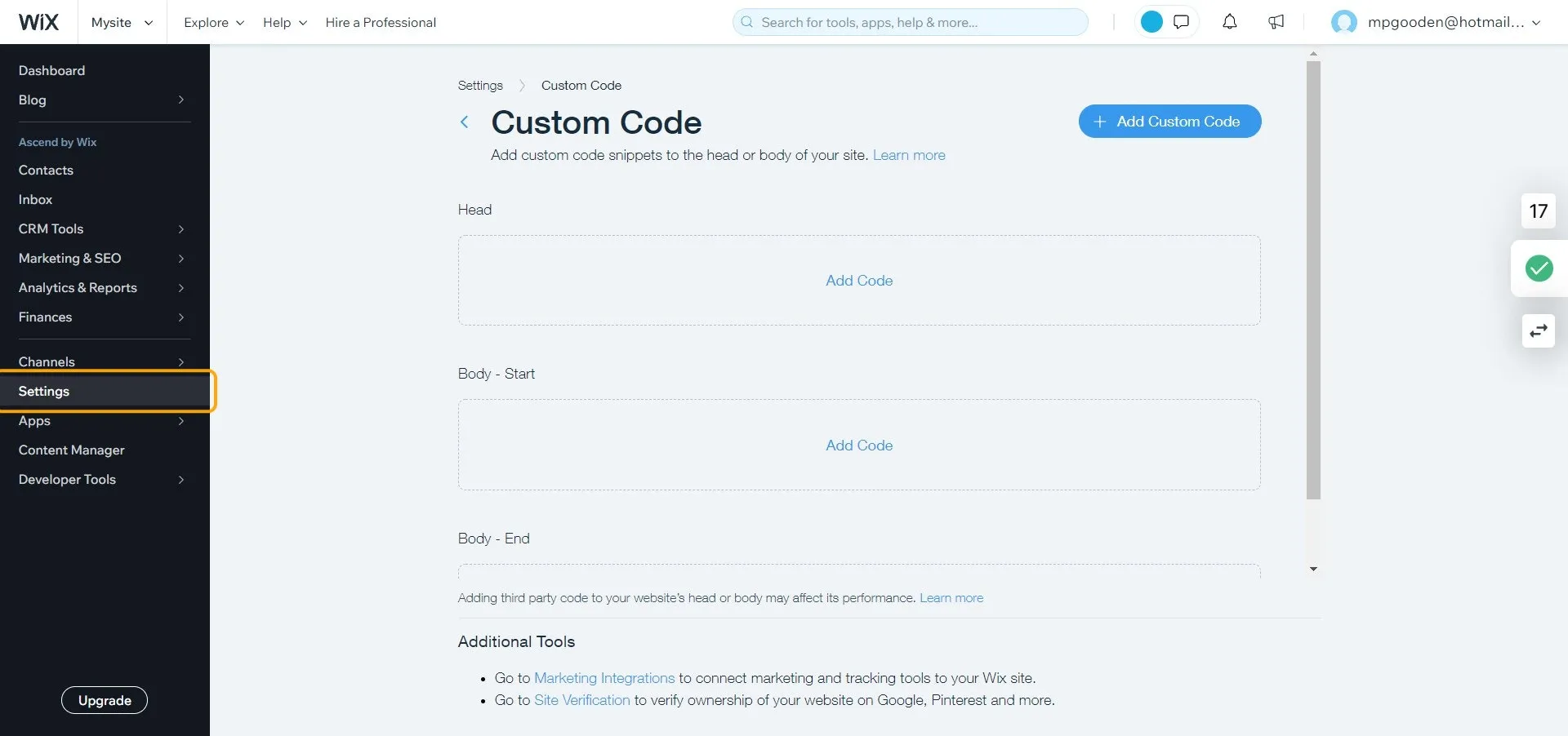 Go To Custom Code Section