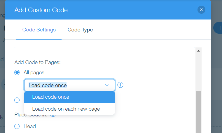 Custom Code: Add Code to Pages - All ages option