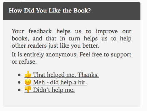 asking for feedback in ebook