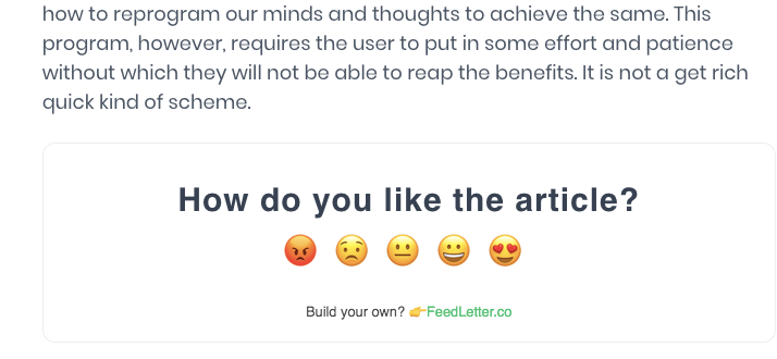feedback widget in-content at the end of an article