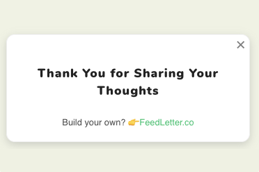 feedback widget thank you notice
