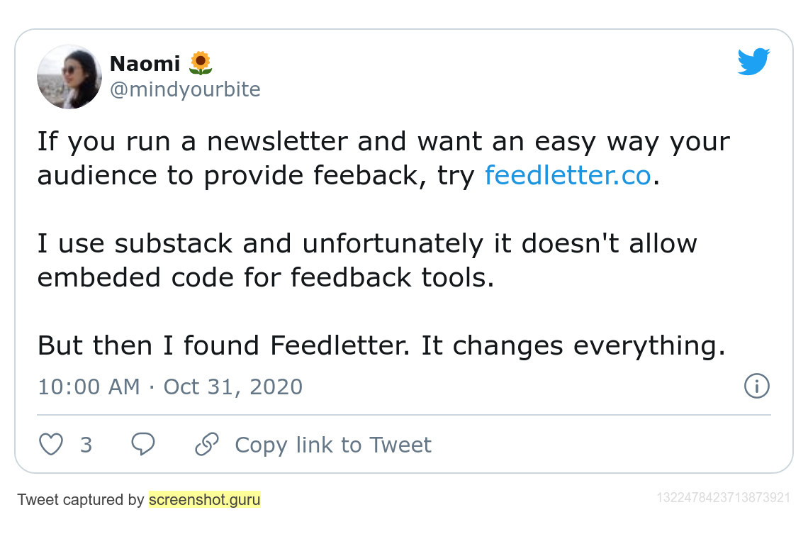 Twitter testimonial