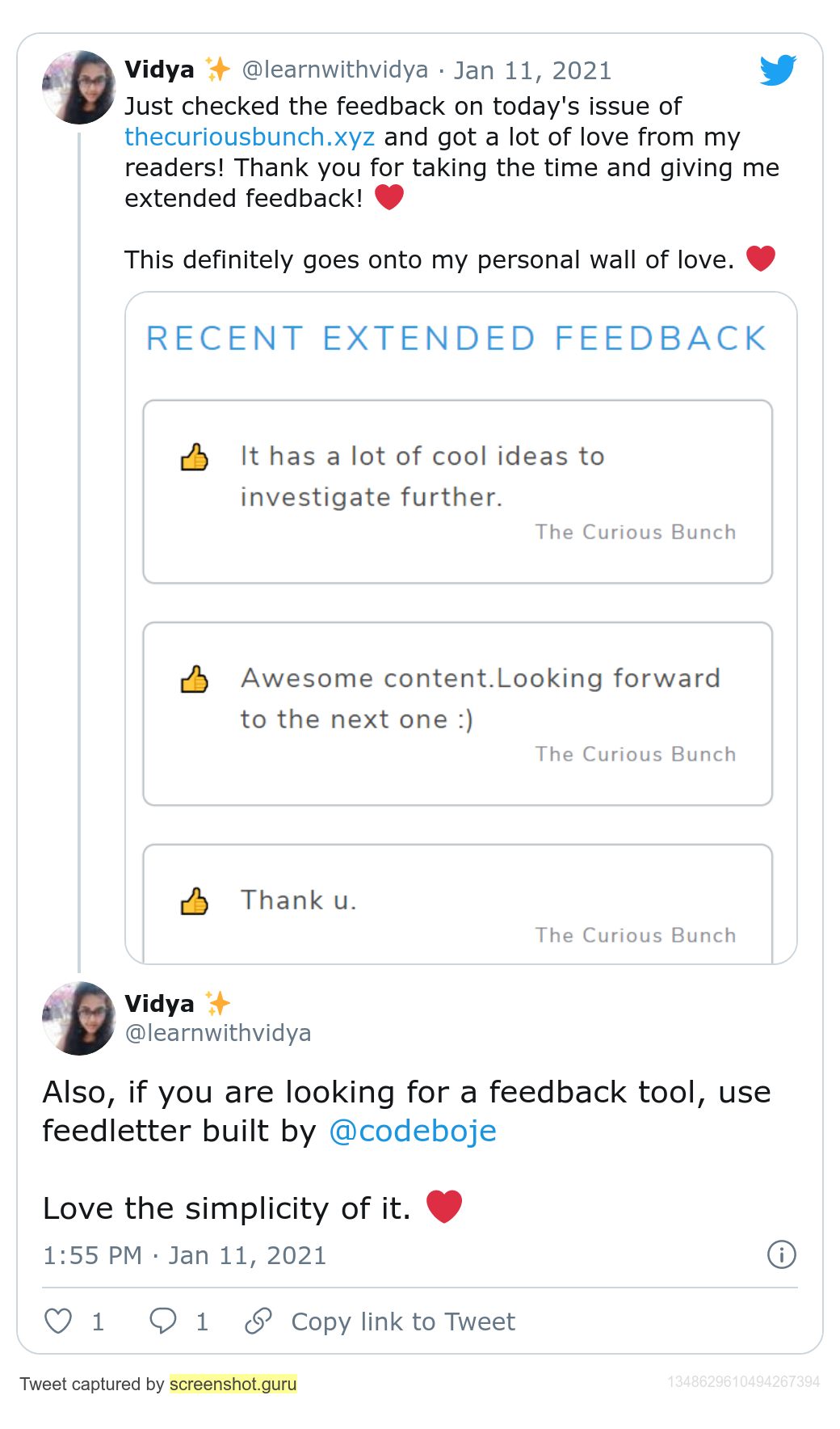 Twitter testimonial