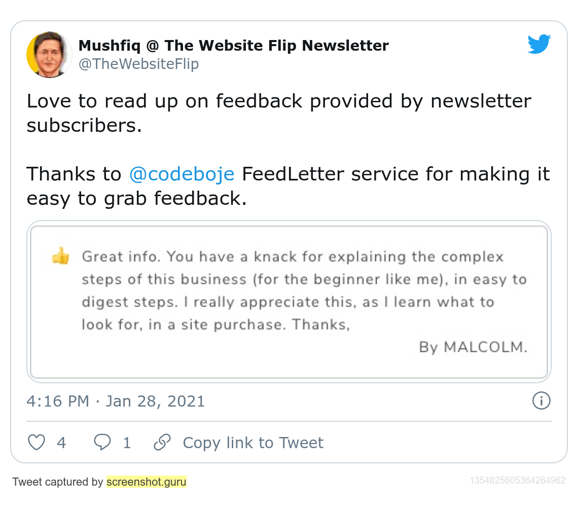Twitter testimonial